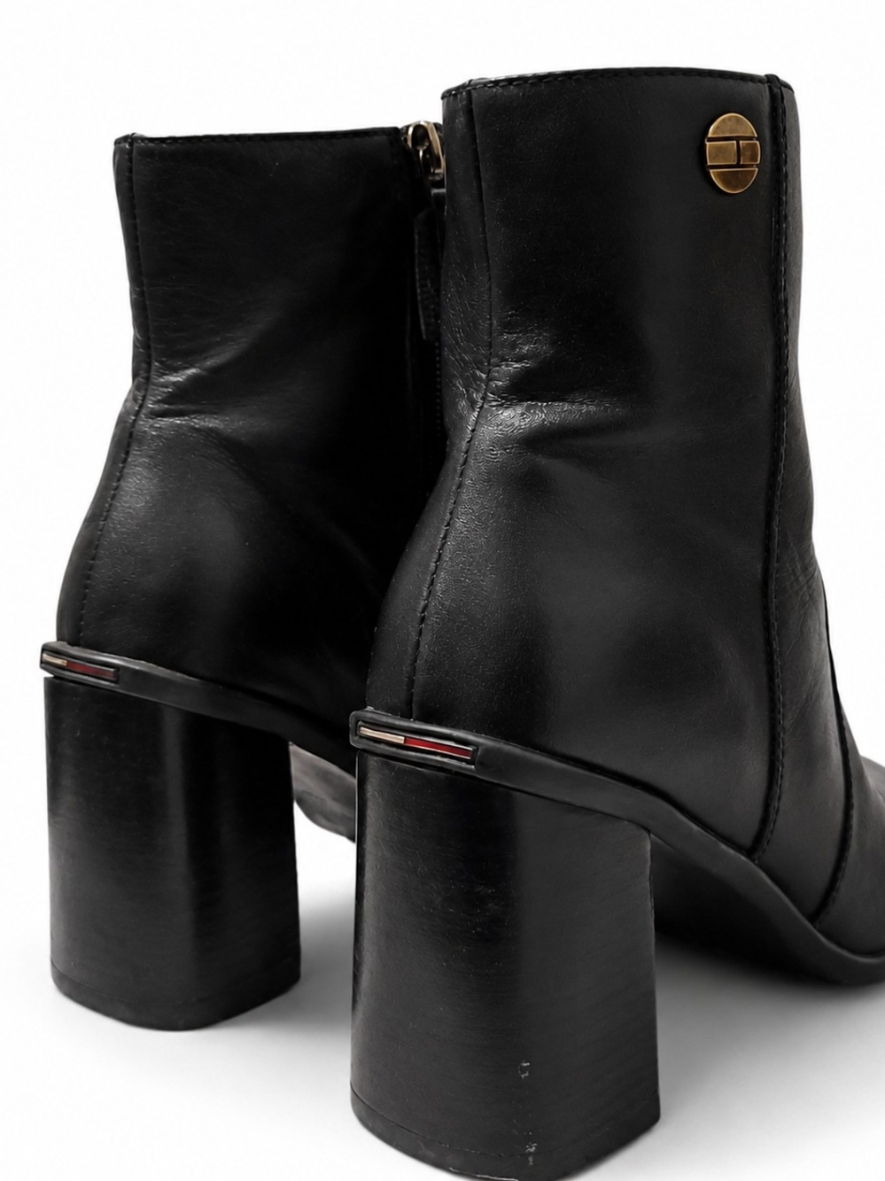 Tommy Hilfiger Leather Ankle Boots - Block Heel - Women's Size, 8.5.